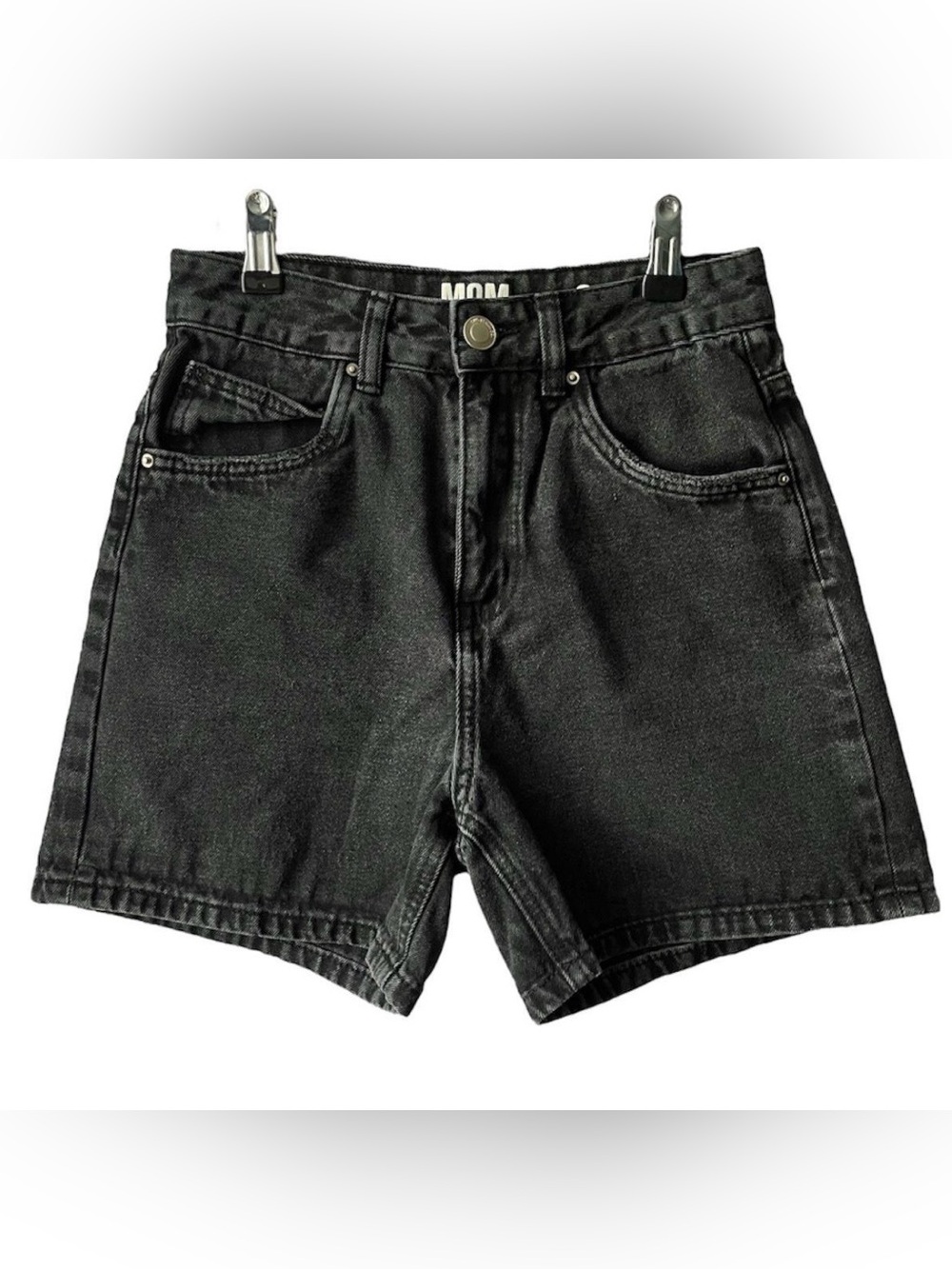 Washed Black High-Rise Denim Shorts